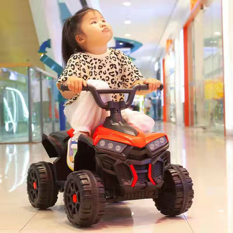 Kids Electric Toy,6V Battery Powered Kids Mini ATV Quad Bike {Foot Brake - LED Light } Children's Electric Ride on,White