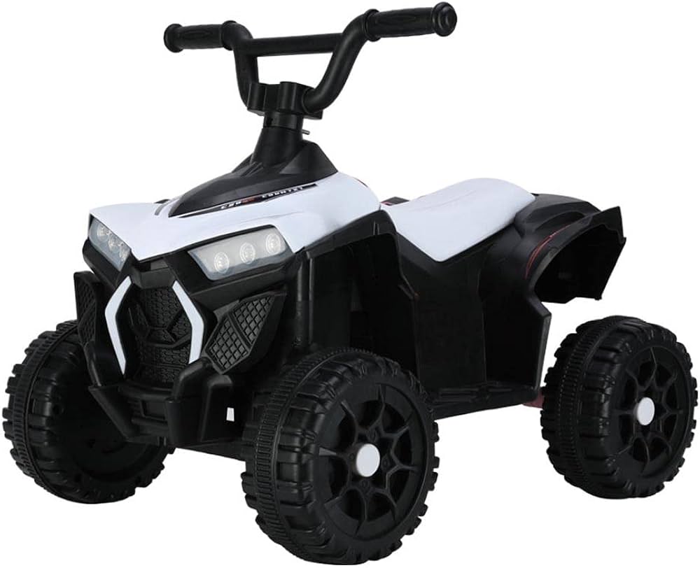 Kids Electric Toy,6V Battery Powered Kids Mini ATV Quad Bike {Foot Brake - LED Light } Children's Electric Ride on,White